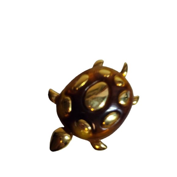 Vintage Liz Claiborne Gold Tone Turtle Brooch Pin - Picture 2 of 11